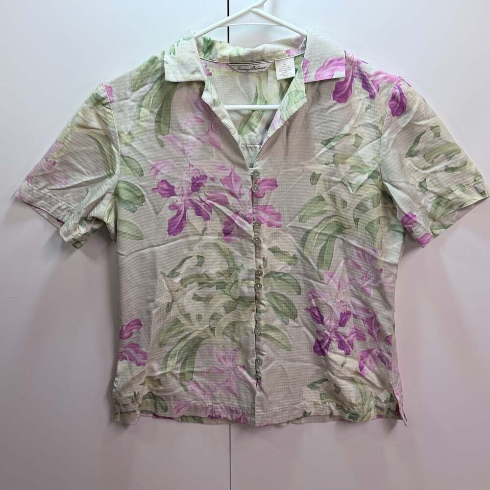 Tommy Bahama 100% Silk Floral Short Sleeve Button Up Shirt Size Small